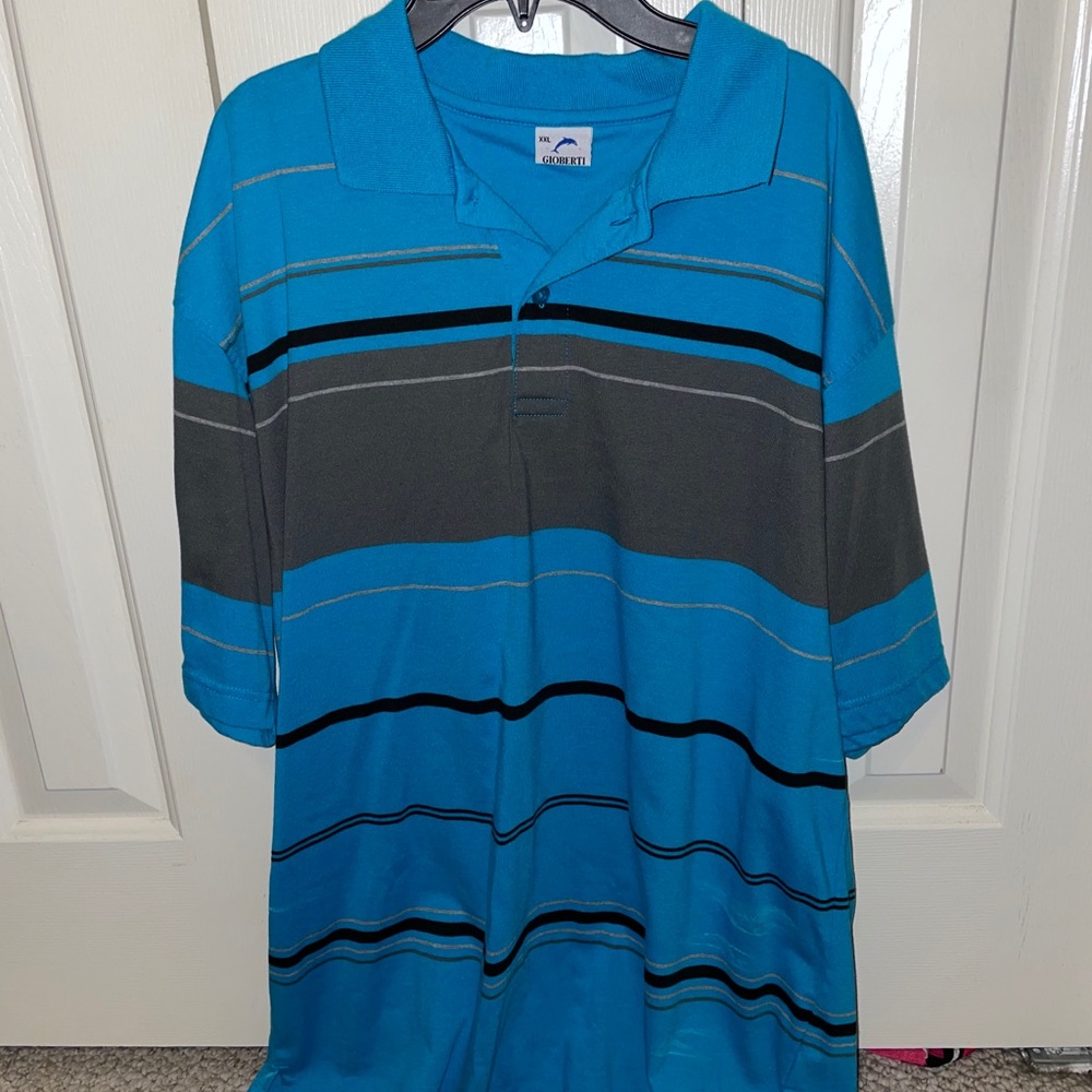 Gioberti blue striped polo